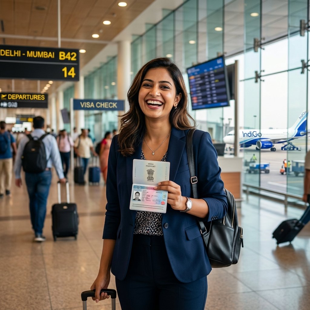 Happy candidate with Visa